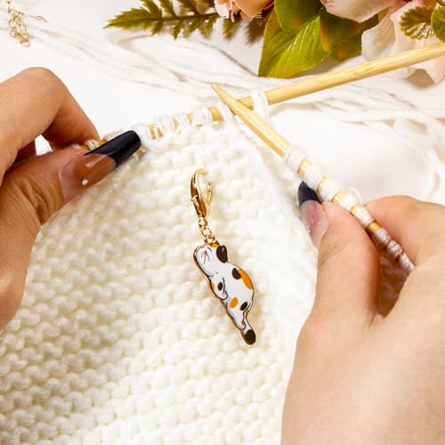 DoreenBeads Stitch Markers for Crocheting and Knitting | Alloy Enamel Crochet Marker Crochet Gifts for Knitting Weaving Sewing Accessories Quilting Jewelry Making - color: Lying Cats