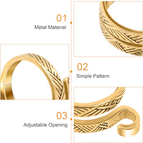 ANCIRS 1pc Knitting Crochet Loop Ring for Fingers, Gold | Metal, Adjustable, Comfortable to wear, Open Yarn Guide Finger Holders, Crochet Tension Ring - color: 1 Gold