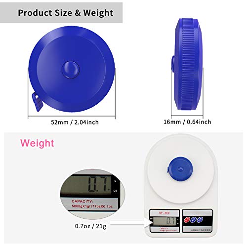 DiCUNO 3-Pack Soft Retractable Measuring Tape, 60-Inch 1.5 Meter, Blue | Measuring Tape for Pocket, Body Tailor Sewing Craft Cloth, Medical Nursing, Tape Measure - color: Blue*3pcs