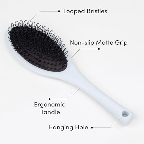 The Hair Shop Light Blue Loop Brush - Salon Professional Grade with Ergonomic Design - Safe Detangler Tool for 100% Remy Human and Synthetic Hair Extensions and Wigs (Light Blue) - color: Light Blue