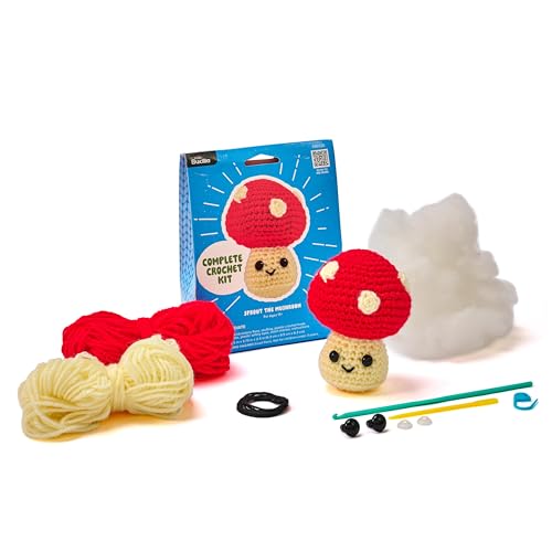 Bucilla, Complete Crochet Kit, Sprout the Mushroom, 3" - color: Sprout the Mushroom