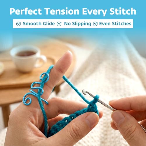 Crochet Tension Ring, Adjustable Crochet Ring for Finger, Works to Loop Yarn, Crochet Accessories, Crochet Supplies, Crochet Hooks, Gift, Resizeable, 1 Count (Sky Blue) - color: Sky Blue