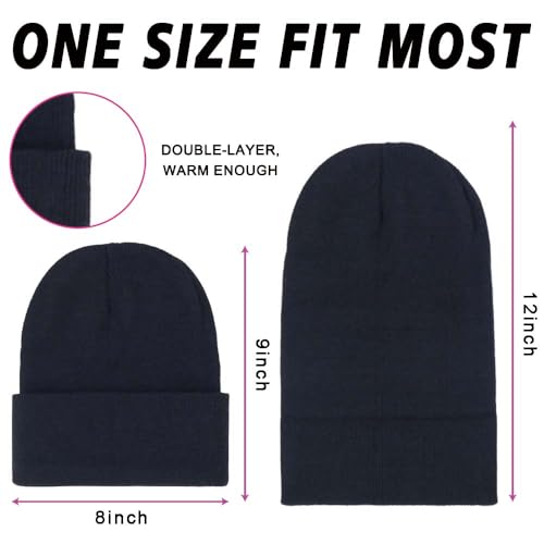 ZH 12-Pack Knitted Winter Beanie Hats for Men and Women, Warm and Cozy Cuffed Skull Caps, Bulk Purchase - color: Black