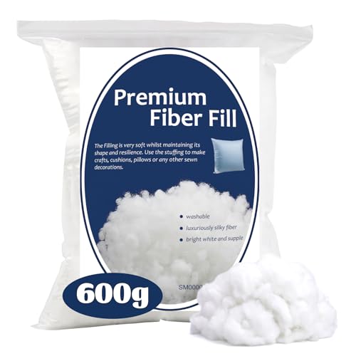 Bupete 21oz/600g Polyfill Stuffing, (1.8oz~4.18lb) Pillow Stuffing | Pillow Stuffing for Couch Pillows, Stuffing for Pillows, Fiber Filling Stuffing, Polyester Fiberfill Stuffing - color: White