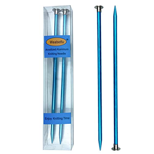 Weabetfu Aluminum Metal Knitting Needle,Colored Straight Single Pointed,10-inch Length for Handmade DIY Knitting,Size US 10(6.0mm) - color: Blue, size: US 10