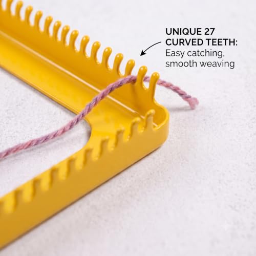 ULIONTAC Solid Metal Square Weaving Loom Tool Potholder Set (10inch,Yellow) | Crochet Knitting Sewing DIY Set Craft Elastic Hoop and Yarn Weave Plate Beginner-Friendly - color: 10inch, Yellow