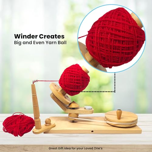 Hand Operated Yarn Ball Winder | Swift, Yarn, Wool, and String Holder| Knitting & Crochet Accessories Galaxy Indiacraft - color: Winder Natural Beechwood