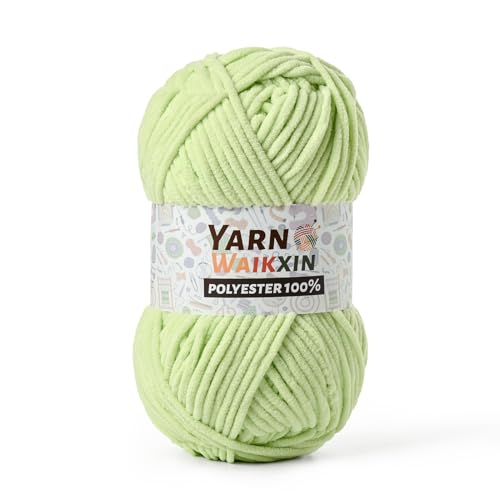 Soft Chenille Yarn for Crocheting, Fluffy Chunky Crochet Yarn for Baby Blanket, (1.76oz/65.6yds) Fuzzy Velvet Yarn for Amigurumi&DIY Puzzle、Crafts、Scarf(Fresh Green) - color: Fresh Green