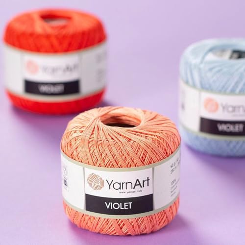 Yarn Art 1 Skein YarnArt Violet,100 Mercerized Cotton Yarn Threads Crochet Lace Hand Knitting Yarn Embroidery Arts Crafts (Yellow 4653) - color: 4653