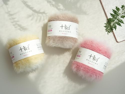 Snowbaby Wool Acrylic Blend Long Pile Yarn,(Worsted) Long Gradient Yarn for Knitting and Crocheting DIY Scarves, Shawls, Blankets, and Clothing, 2x3.52oz/100g 207yds(01-Sakura) - color: J01-Sakura