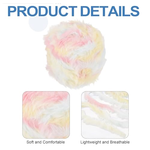 PATIKIL 70 Yards Faux Fur Yarn, 1 Skeins Fuzzy Yarn Crochet Fluffy Soft Chunky Polyester Plush Fur Eyelash for Crocheting Knit Blanket Rug Sweater Scarf Hat Bear Craft, Yellow Pink White - color: Yellow Pink White, size: 70 Yards