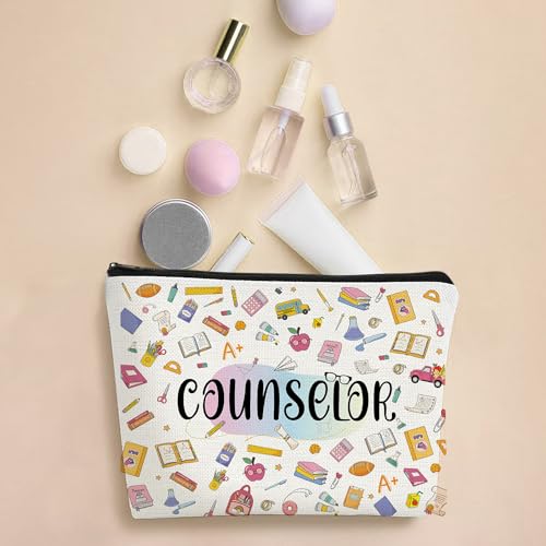 Counselor Makeup Bag, Cute Counseling Office Gift for Women, 9.8×7.1 in Zipper Pouch, Cosmetic & Essentials Organizer for Counselor Appreciation and Staff Week - style: Counselor