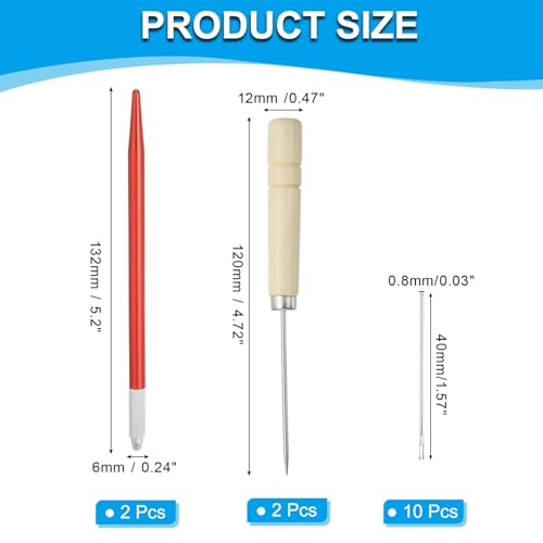 PATIKIL Doll Hair Rooting Holders Kit, 0.8mm Doll Hair Rerooting Knitting Needles with Wood Awls Crochet Hooks Doll Wig Tool for Doll Hair Making Supplies DIY Crafts, Red - color: Red, size: 0.8mm