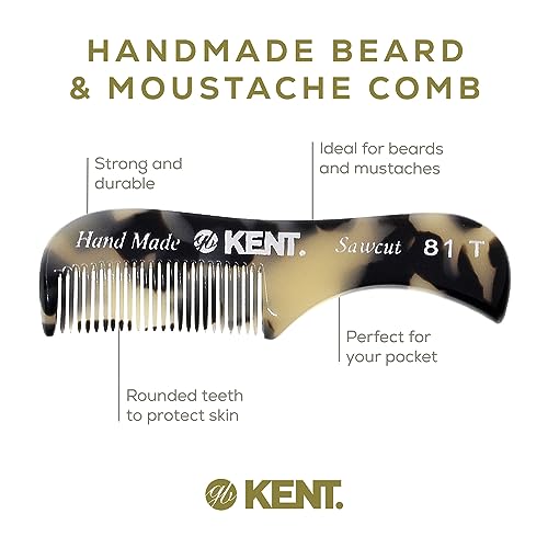 Kent FOT TW - 81T TW Beard Comb Set Pocket for Men - Pocket Combs Kit for Men for Travel and Home, Mustache Comb for Mens, Mini Beard Set for Mens Grooming, Handmade Combs Grooming Set - color: White Tokyo