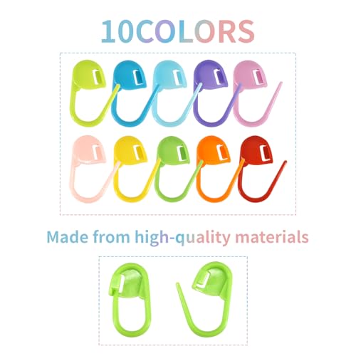 150-Piece Set of Colorful Knitting Stitch Markers with Locking Clasps and 10-Compartment Storage Box