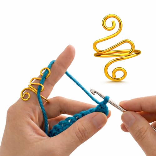 Crochet Tension Ring, Adjustable Crochet Ring for Finger, Works to Loop Yarn, Crochet Accessories, Crochet Supplies, Crochet Hooks, Gift, Resizeable, 1 Count (Gold) - color: Gold