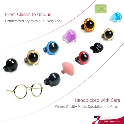 SEVENSUN 266 PCS Safety Eyes for Crocheting, Crochet Safety Eyes and Noses for Amigurumi Crochet Animals Craft Doll Eye Glasses - color: 266 pcs Assorted