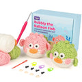 Totiro Crochet Kit for Beginners, Balloon Fish Amigurumi Starter Kit, Easy DIY Craft Set with Step-by-Step Video Tutorials, 2 Pack Crochet Pattern Learning Kit for Teens Adults Birthday Gift - color: Ballon Fish