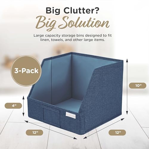 Open Front Trapezoid Closet Bins, Closet Storage Organizer for Shelves - color: Navy Blue