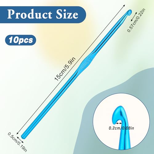10Pcs 5mm Crochet Hook, Aluminum Knitting Needles Craft Yarn, Crochet Hook for DIY Craft, Gold Crochet Needles for Knitting Scarf(Blue) - color: 5MM Blue