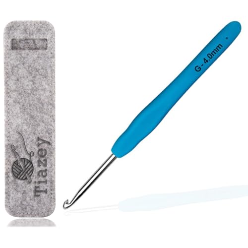 4.0 mm Crochet Hook, Ergonomic Handle Arthritic Crochet Hook,Smooth Extra Long Knitting Needles for Beginner Crocheting Yarn (4 mm) - size: Size 4 mm