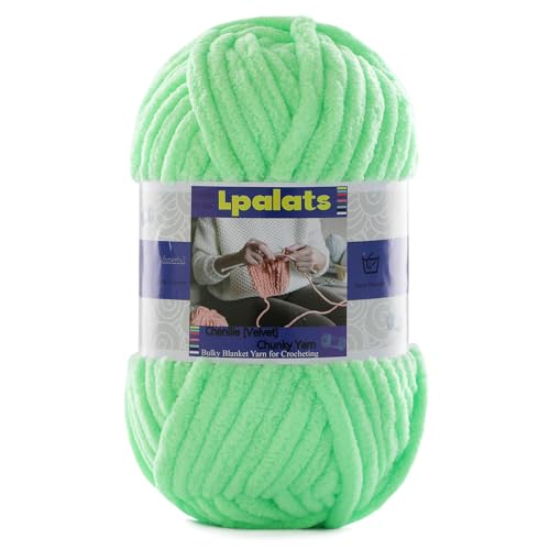 #6 Super Bulky Blanket Green Yarn - Chunky Chenille Yarn for Crocheting | Baby Blanket Yarn (Each 3.5oz/100g, 71yds/65m) - Polyester - Thick Plush Fluffy Yarn for Crochet Amigurumi Blankets - color: Aqua Green