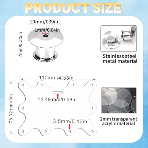 8 PCS Badge Buddy Pin Holders with 10 Locking Backs - 10 HoleAcrylic Displays, Gift for Nurses, Students & Employees (Horizontal) - color: Horizontal