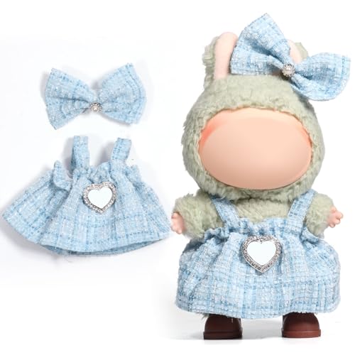 AICase for 17cm Doll Clothes/Outfit,Clothes Set for 17cm Doll,2 Piece Set Premium Luxury Chic Dress Clothing, Girls Stylish Adorable Dolls Clothes Accessories_2 - style: Sky blue