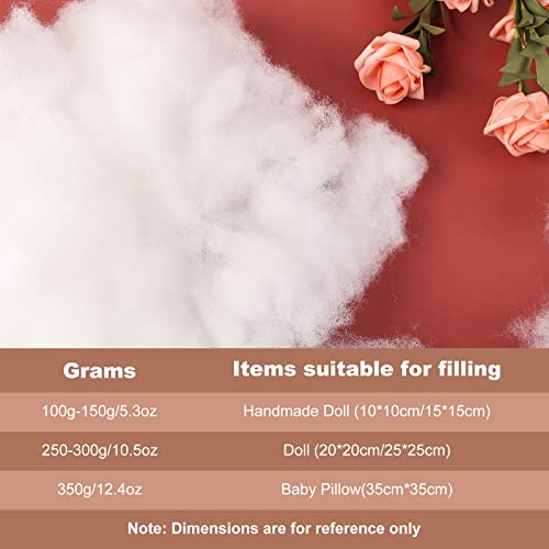 300g/10.58OZ Premium Polyester Fiber, Fiber Fill Stuffing, White High Resilience Fill Fiber for Stuffed Animal Crafts, Pillow Filling and Fiberfill DIY Dolls - size: 300g