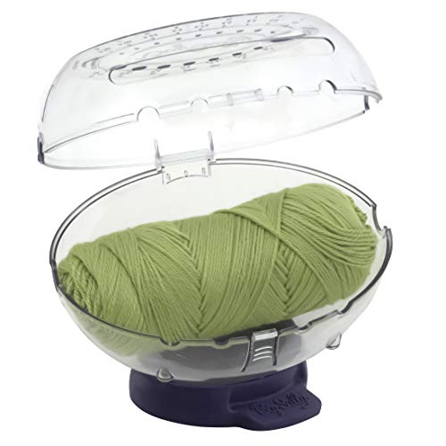 Prym Big Sully Travel Yarn Holder for Knitting & Crochet, Prevents Tangles with 6 Yarn Channels, Needle Gauge, Yarn Spindle, Non-Slip Base & Hidden Storage | Prevents Tangles with 6 Yarn Channels, Needle Gauge, Yarn Spindle, Non-Slip Base & Hidden Storage