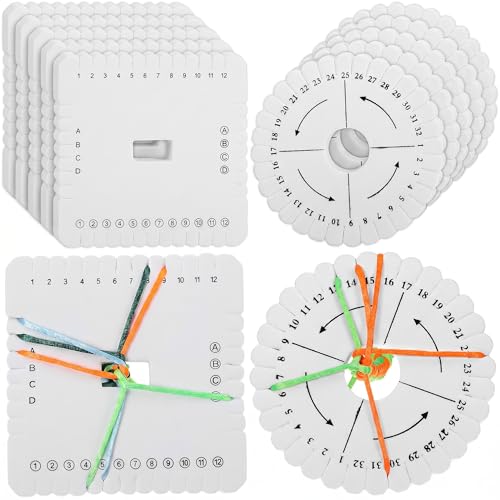 KALLORY 12 Pcs Kumihimo Disk Braiding Wheel for DIY Bracelet Making | Square & Round EVA DIY Handmade Braiding Tools Starter Supplies for Beginners, Home Classroom Handcraft Tools - size: 10.5X10.5CMx3pcs