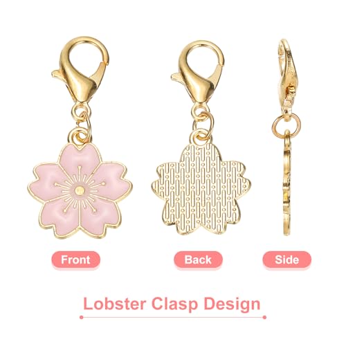 PATIKIL Flower Crochet Stitch Markers, Knitting Cherry Blossom Charm Marker for DIY Craft - color: Pink