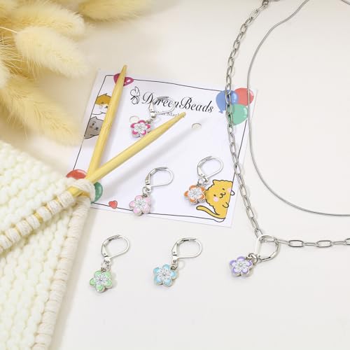 DoreenBeads Stitch Markers for Crocheting and Knitting | Alloy Enamel Crochet Marker Crochet Gifts for Knitting Weaving Sewing Accessories Quilting Jewelry Making - color: Cherry Blossom in Silver