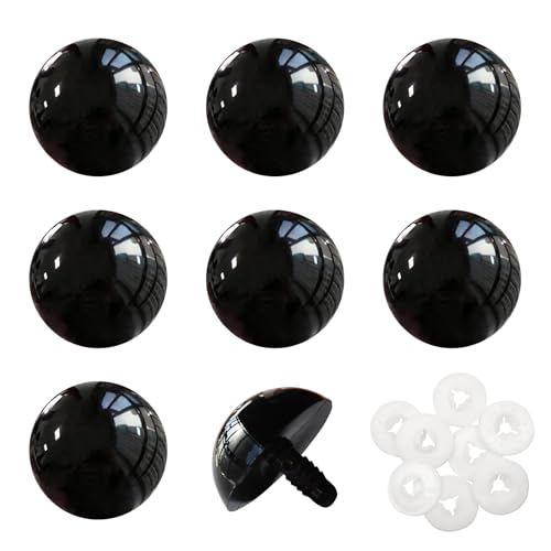 TOAOB 8pcs 30mm Large Safety Eyes for Amigurumis Black Plastic Crafts Doll Eye with Washers for DIY Crochet Stuffed Animals Doll Making Supplies - color: Black, size: 30mm
