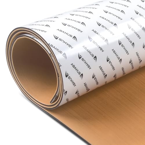 Abahub EVA Foam Boat Flooring Brushed Pattern Marine Decking Sheet | with Self-Adhesive Carpet for Motor boats Kayak Surfboard SUP RV Floor 96''x16''/47'' - color: Light Brown with Black Lines, size: 96''L x 16''W