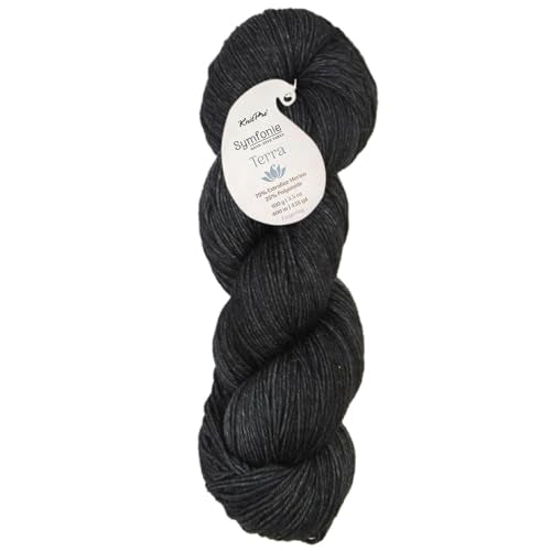 KnitPro Symfonie Fingering Weight Merino Wool Yarn 100g, Black Pepper | 75% Extrafine Merino & 25% Polyamide, 438yds, OEKO-TEX Certified, Superwash, Colorfast, #1 Yarn Skein for Knitting & Crochet - color: Black Pepper