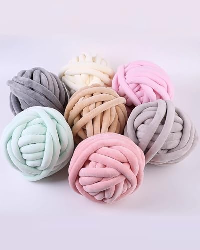 Velvet Chunky Yarn Bulky Giant Arm Knitting Yarn, Super Soft Tubular Weight Jumbo Y arn,DIY Crochet Hand Knitting Thick Yar n for Blanket,Pet Bed, Rugs Pillow,Handbag(2.2lb-Light Blue) - color: Light Blue, size: 2.2lb