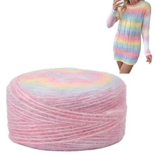 3 Skeins 541 Yard Wool Yarn Cake Mohair Wool Acrylic Fuzzy Hand Spun Yarns Soft Mohair Knitting Fuzzy Yarn for Knitting and Crocheting DIY Hats Scarves Sweaters Blankets Scarves Shawls - color: Mixed