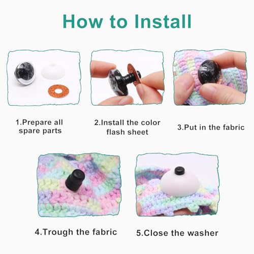 BUXIMN 16pcs 30mm Large Safety Eyes for Crocheting, Sparkling Safety Eyes for Stuffed Animals, Glitter Crochet Eyes for Animals DIY Doll Making Crafts - color: Colorful B, size: 30mm