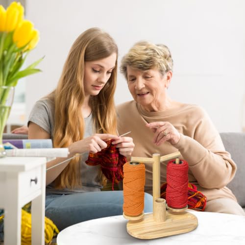 Wooden Yarn Holder for Crochet and Knit Projects (Natural) - color: natural