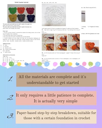 Crochet Kit for Beginners, 6 Pcs Crochet Coasters Starter Kit with Step by Step Paper-Based Tutorials, Includes an Easy-to-Use Crochet Toolkit, Yarn, Crochet Hook