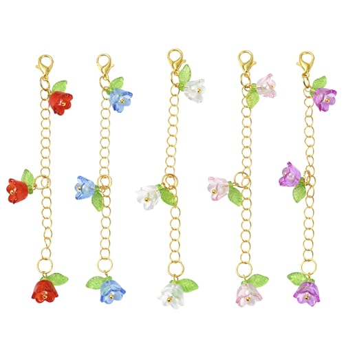 7-70Pcs Angel Wing Pendants Charms Miexed Color Acrylic Beads Charms Golden Dangle Pendants with Lobster Claw Clasps for Necklaces Bracelets Earrings Jewelry Making and Crafting - color: Golden Chain Flower -10 pcs