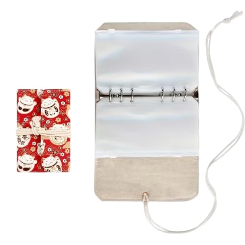 Knitting Needle Case, needle storage case with Detachable 6 Hole PVC Binder Pocket for Knittings Yarn Craft Tool Storage knitting needles organizer - color: red cats