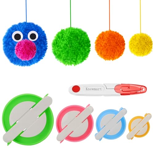 Pom Pom Maker 4 Sizes Fluff Ball Weaver DIY Wool Knitting Craft Kit with 1PC Scissors - size: 5