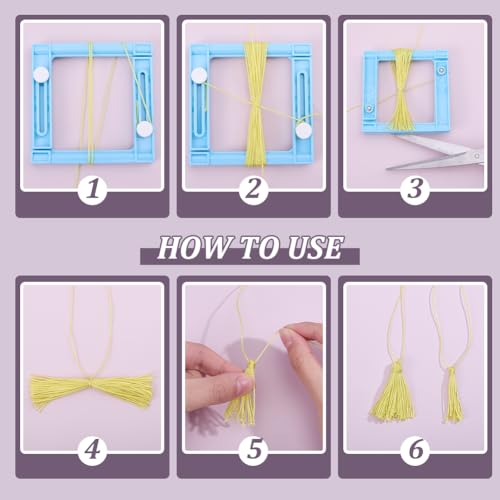 1 Pc Tassel Maker Square Adjustable Plastic Tassel Maker 3.54x3.5x0.67 Inch Portable Handmade Yarn Tassels Tool for Handmade Jewelry Home Decor Light Sky Blue