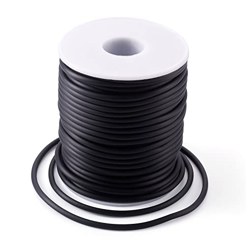 Beadthoven 3mm Hollow Pipe Rubber Tube Cords, 27Yards Barber Cord for Knitting Stitch Holder, Tubing Rubber Cord with Spool for Bracelet Jewelry Making DIY Crafts 1.5mm Hole - Black - color: Black, size: 3mm