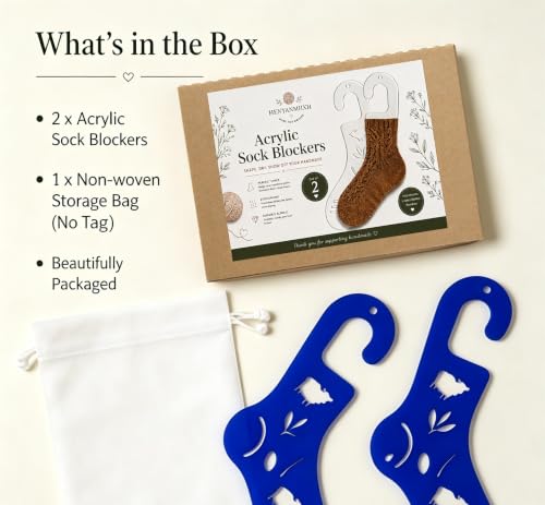 Sock Blockers for Knitting, 2 pcs Blue Acrylic Sock Stretchers with Storage Bag, Reusable Stocking Blockers for Handmade Crafting, 3mm Thick(Sheep Cutout) - color: Blue-sheep Cutout