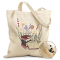Miss Adola Aesthetic Tote Bag for Girls - with Magnetic Buckle and Zipper Inner Pocket for Women Lady Canvas Cotton Tote Bag - color: Book Flower