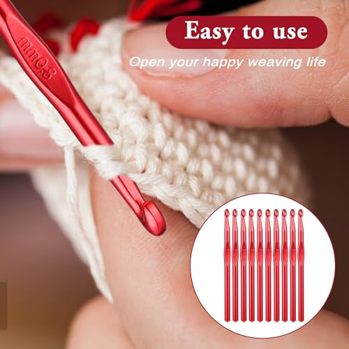 8mm Aluminum Crochet Hook, Size LKnitting Needles Craft Yarn, Crochet Hook for DIY Craft, Gold Crochet Needles for Knitting Scarf(10Pcs) - color: 8MM Red