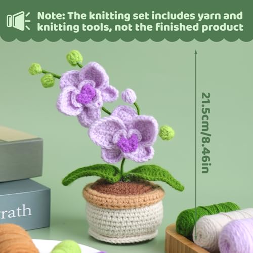 Crochet Kit, Crochet Kit for Beginners, Butterfly Orchid Knitting Kit | Beginner Crochet Kit, Crochet Flower Kit with Step-By-Step Video Tutorials, Beginner Crochet Kit for Adults - color: Butterfly Orchid